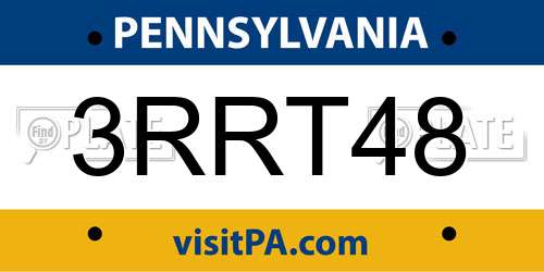 3RRT48 Pennsylvania License Plate