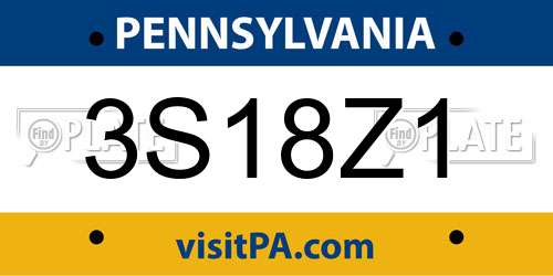 3S18Z1 Pennsylvania License Plate