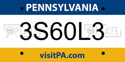 3S60L3 Pennsylvania License Plate