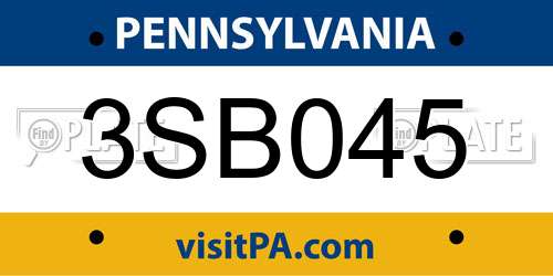 3SB045 Pennsylvania License Plate