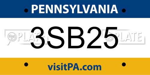3SB25 Pennsylvania License Plate