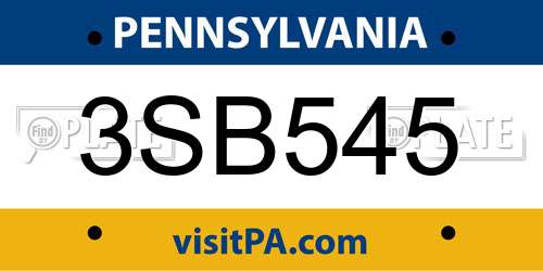 3SB545 Pennsylvania License Plate