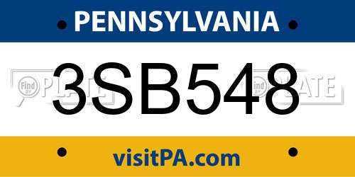 3SB548 Pennsylvania License Plate