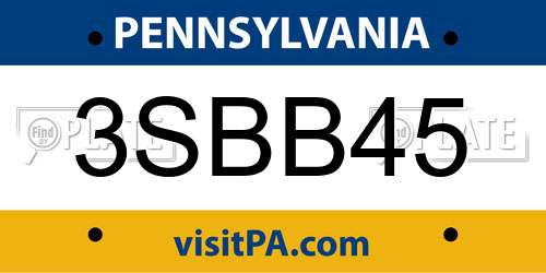 3SBB45 Pennsylvania License Plate