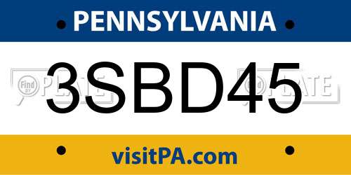 3SBD45 Pennsylvania License Plate