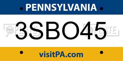 3SBO45 Pennsylvania License Plate