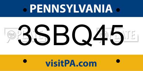 3SBQ45 Pennsylvania License Plate