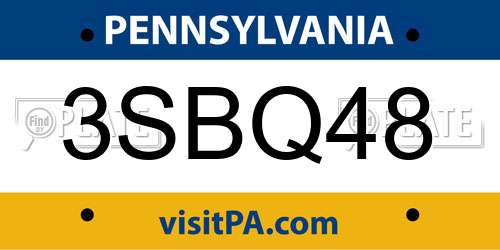 3SBQ48 Pennsylvania License Plate