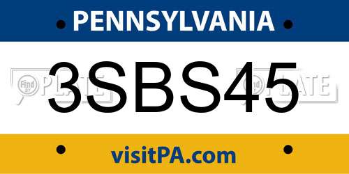 3SBS45 Pennsylvania License Plate