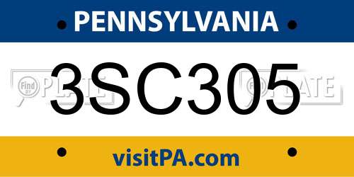 3SC305 Pennsylvania License Plate