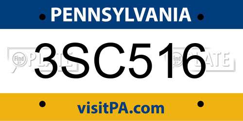 3SC516 Pennsylvania License Plate