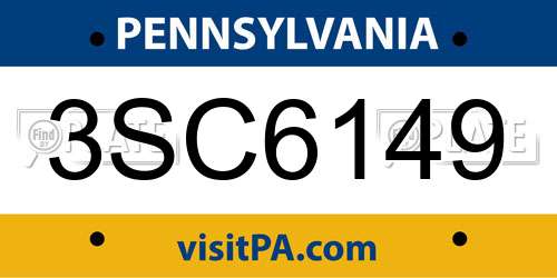 3SC6149 Pennsylvania License Plate