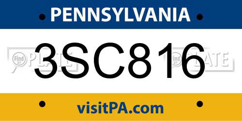 3SC816 Pennsylvania License Plate