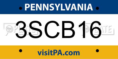 3SCB16 Pennsylvania License Plate