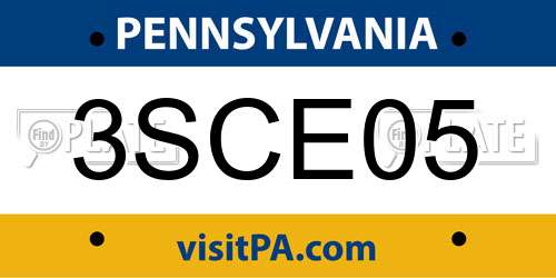 3SCE05 Pennsylvania License Plate