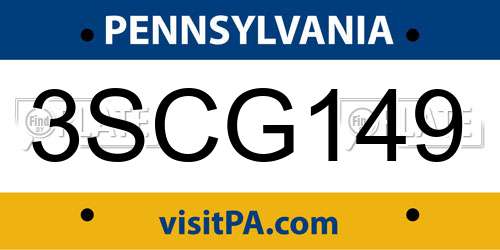 3SCG149 Pennsylvania License Plate