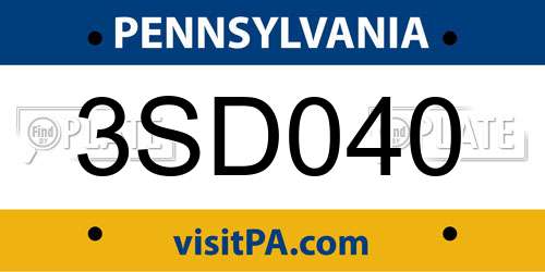 3SD040 Pennsylvania License Plate