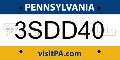 3SDD40 Pennsylvania License Plate