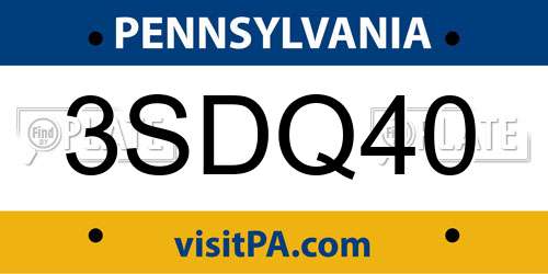 3SDQ40 Pennsylvania License Plate