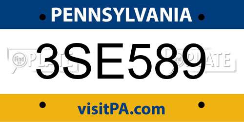 3SE589 Pennsylvania License Plate
