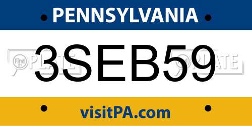 3SEB59 Pennsylvania License Plate