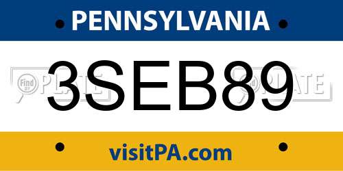 3SEB89 Pennsylvania License Plate