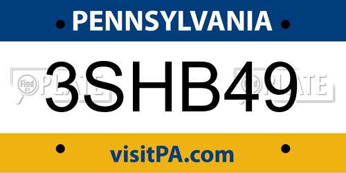 3SHB49 Pennsylvania License Plate