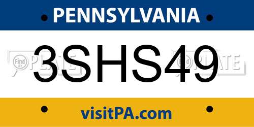 3SHS49 Pennsylvania License Plate