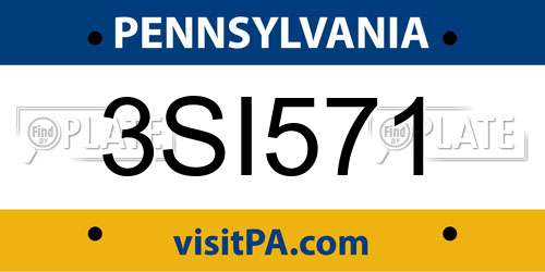 3SI571 Pennsylvania License Plate