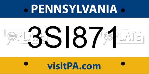 3SI871 Pennsylvania License Plate