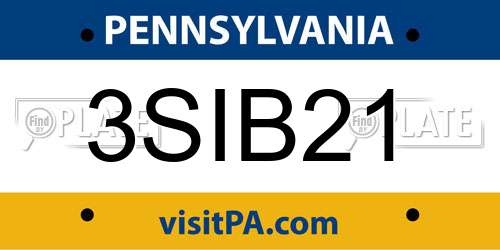 3SIB21 Pennsylvania License Plate