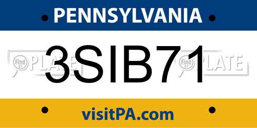 3SIB71 Pennsylvania License Plate