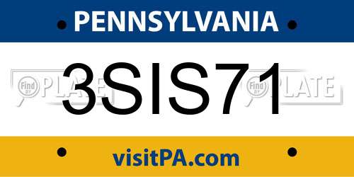 3SIS71 Pennsylvania License Plate