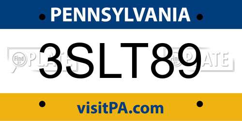 3SLT89 Pennsylvania License Plate