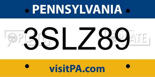 3SLZ89 Pennsylvania License Plate