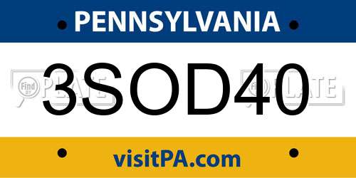 3SOD40 Pennsylvania License Plate