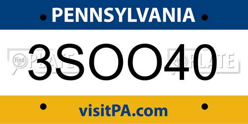 3SOO40 Pennsylvania License Plate