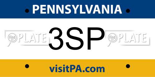 3SP Pennsylvania License Plate