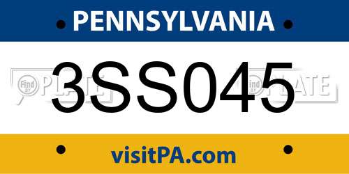 3SS045 Pennsylvania License Plate
