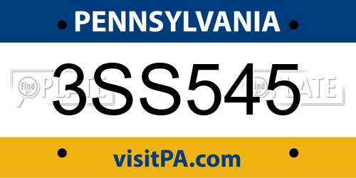 3SS545 Pennsylvania License Plate
