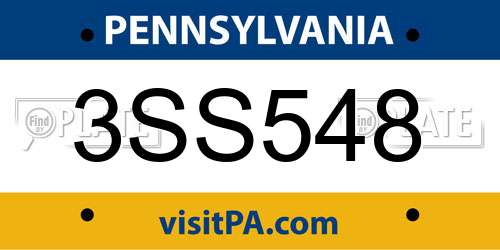 3SS548 Pennsylvania License Plate