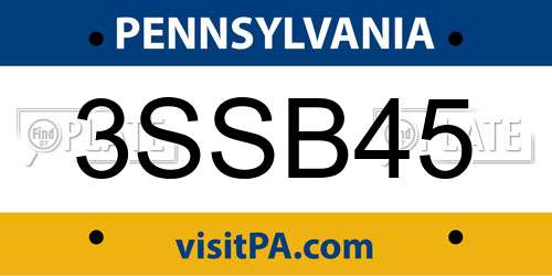 3SSB45 Pennsylvania License Plate