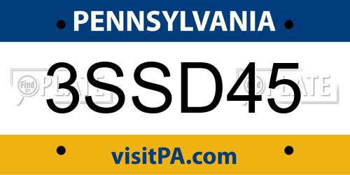 3SSD45 Pennsylvania License Plate