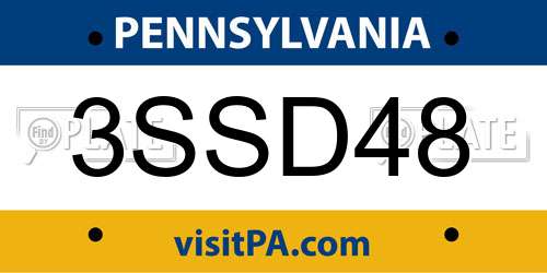 3SSD48 Pennsylvania License Plate