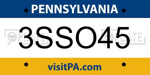 3SSO45 Pennsylvania License Plate