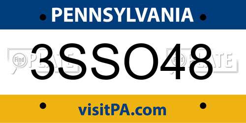 3SSO48 Pennsylvania License Plate