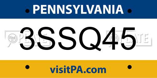 3SSQ45 Pennsylvania License Plate