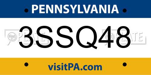 3SSQ48 Pennsylvania License Plate