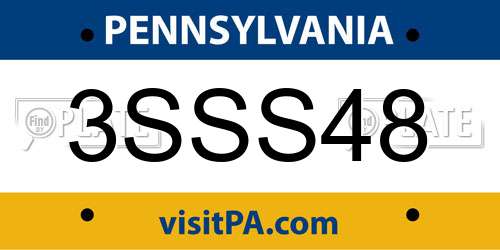 3SSS48 Pennsylvania License Plate
