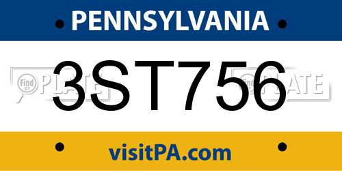 3ST756 Pennsylvania License Plate